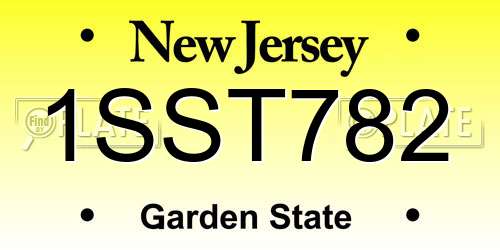 1SST782 New Jersey License Plate