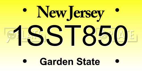 1SST850 New Jersey License Plate
