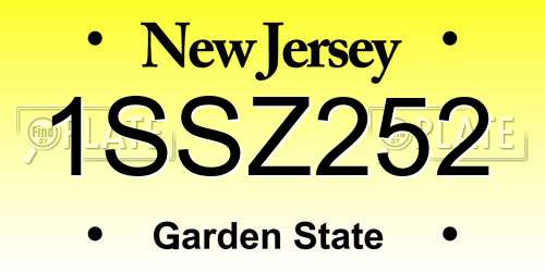 1SSZ252 New Jersey License Plate