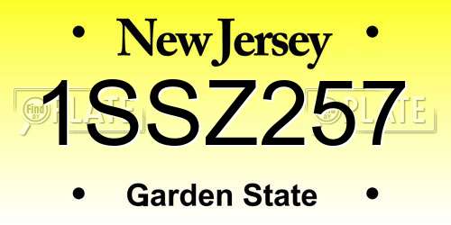1SSZ257 New Jersey License Plate