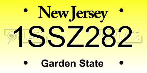 1SSZ282 New Jersey License Plate
