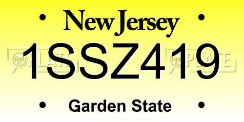 1SSZ419 New Jersey License Plate