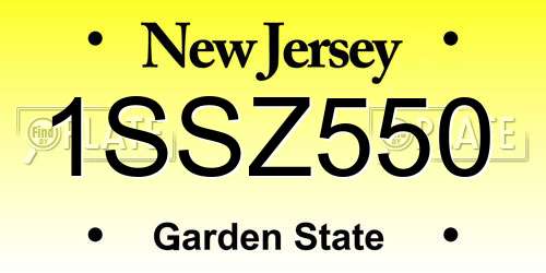 1SSZ550 New Jersey License Plate