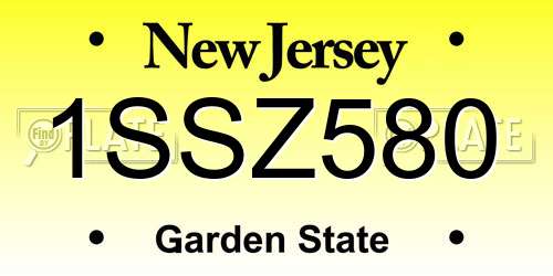 1SSZ580 New Jersey License Plate