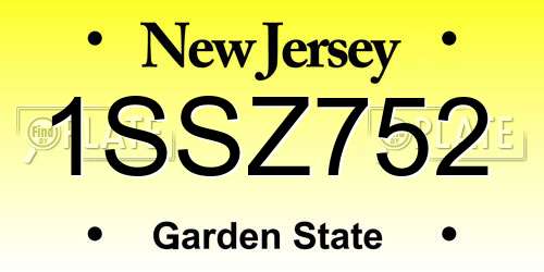 1SSZ752 New Jersey License Plate