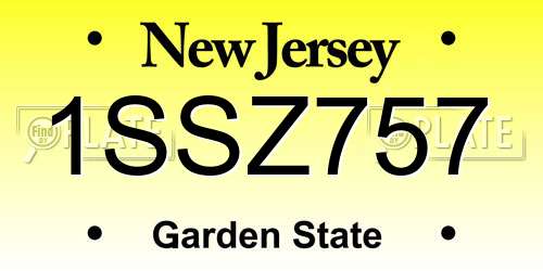 1SSZ757 New Jersey License Plate