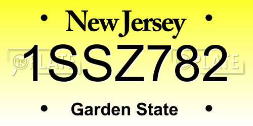 1SSZ782 New Jersey License Plate