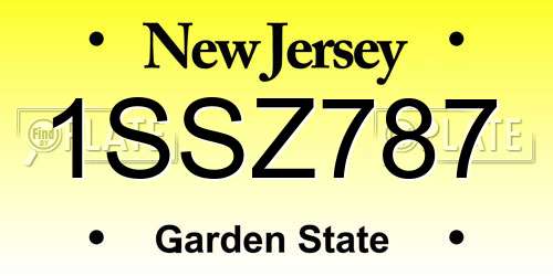 1SSZ787 New Jersey License Plate