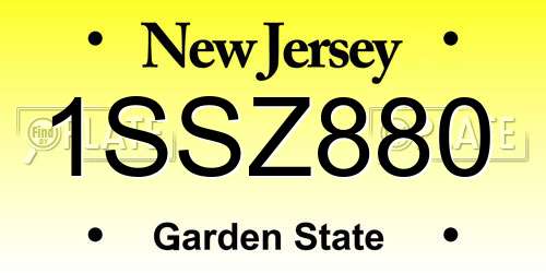 1SSZ880 New Jersey License Plate
