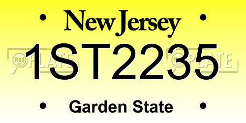 1ST2235 New Jersey License Plate