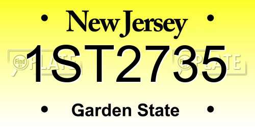 1ST2735 New Jersey License Plate