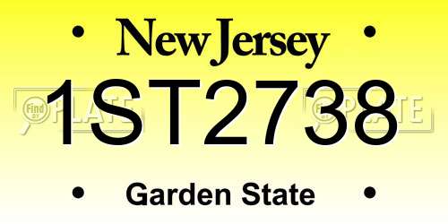 1ST2738 New Jersey License Plate