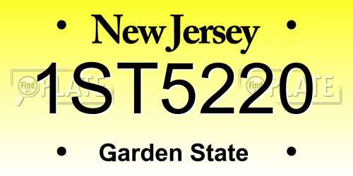 1ST5220 New Jersey License Plate