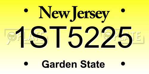 1ST5225 New Jersey License Plate