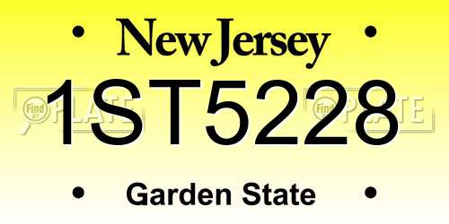1ST5228 New Jersey License Plate