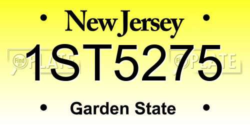 1ST5275 New Jersey License Plate