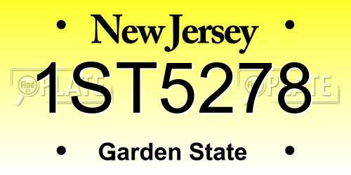 1ST5278 New Jersey License Plate