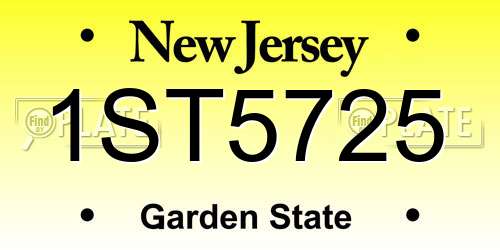 1ST5725 New Jersey License Plate