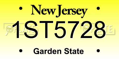 1ST5728 New Jersey License Plate