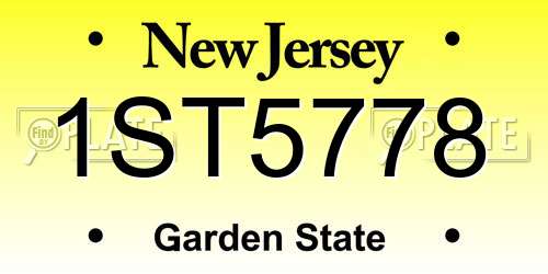1ST5778 New Jersey License Plate