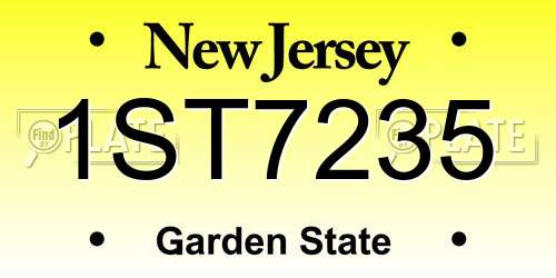 1ST7235 New Jersey License Plate