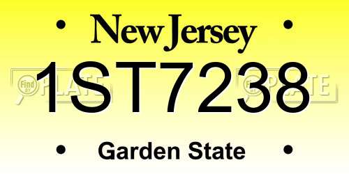 1ST7238 New Jersey License Plate