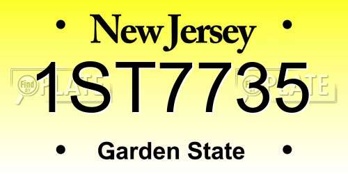 1ST7735 New Jersey License Plate