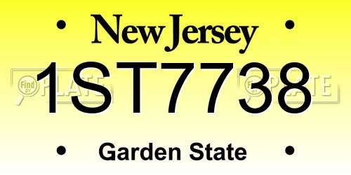 1ST7738 New Jersey License Plate