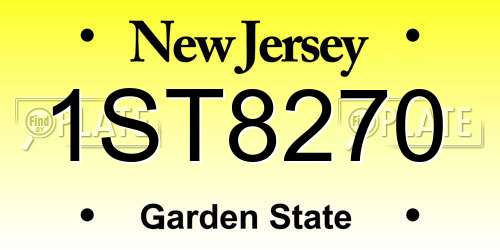1ST8270 New Jersey License Plate