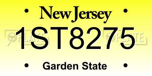 1ST8275 New Jersey License Plate