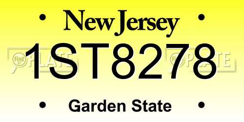 1ST8278 New Jersey License Plate