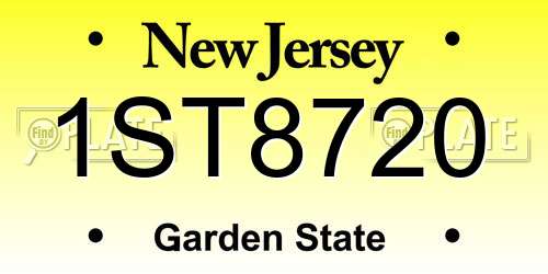 1ST8720 New Jersey License Plate