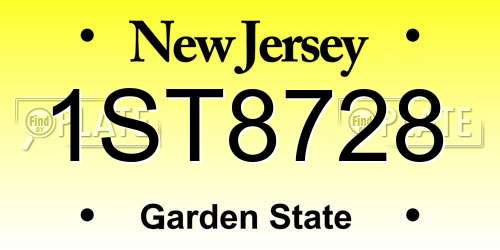 1ST8728 New Jersey License Plate