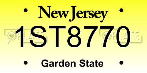 1ST8770 New Jersey License Plate