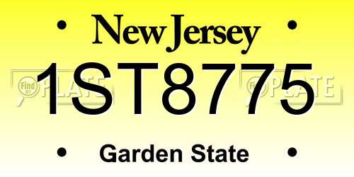 1ST8775 New Jersey License Plate