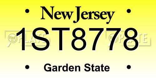 1ST8778 New Jersey License Plate
