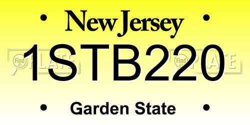 1STB220 New Jersey License Plate