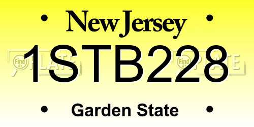 1STB228 New Jersey License Plate