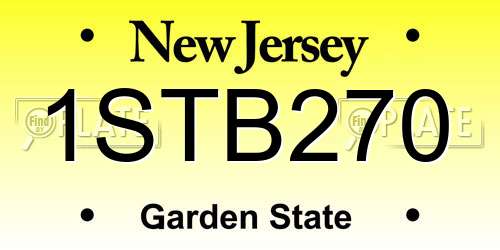 1STB270 New Jersey License Plate