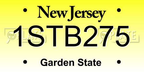 1STB275 New Jersey License Plate