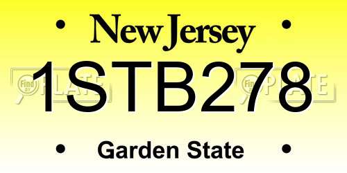 1STB278 New Jersey License Plate