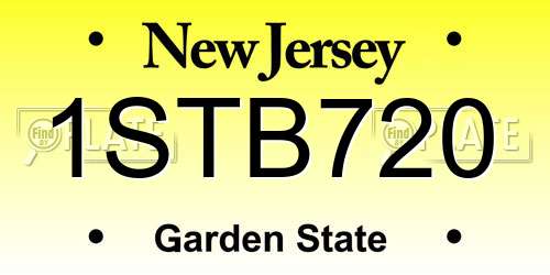 1STB720 New Jersey License Plate
