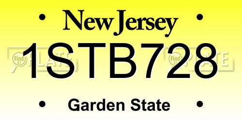 1STB728 New Jersey License Plate