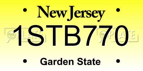 1STB770 New Jersey License Plate