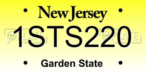 1STS220 New Jersey License Plate