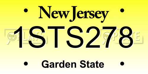 1STS278 New Jersey License Plate