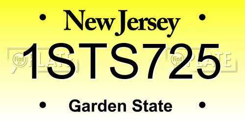 1STS725 New Jersey License Plate