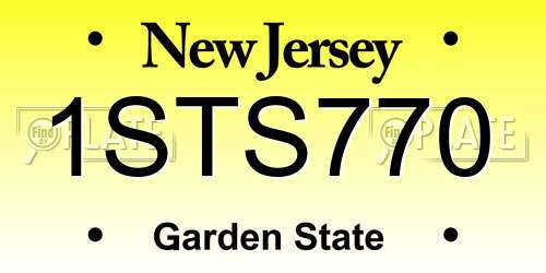 1STS770 New Jersey License Plate