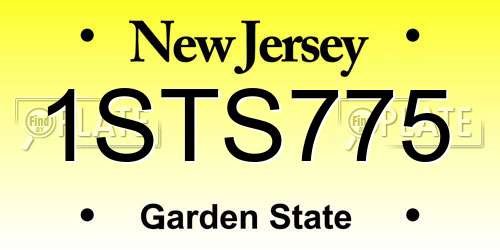 1STS775 New Jersey License Plate