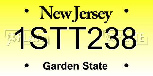 1STT238 New Jersey License Plate